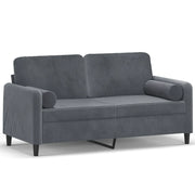 Divano | Divano da soggiorno | Sofa a 2 Posti con Cuscini Grigio Scuro 140 cm in Velluto