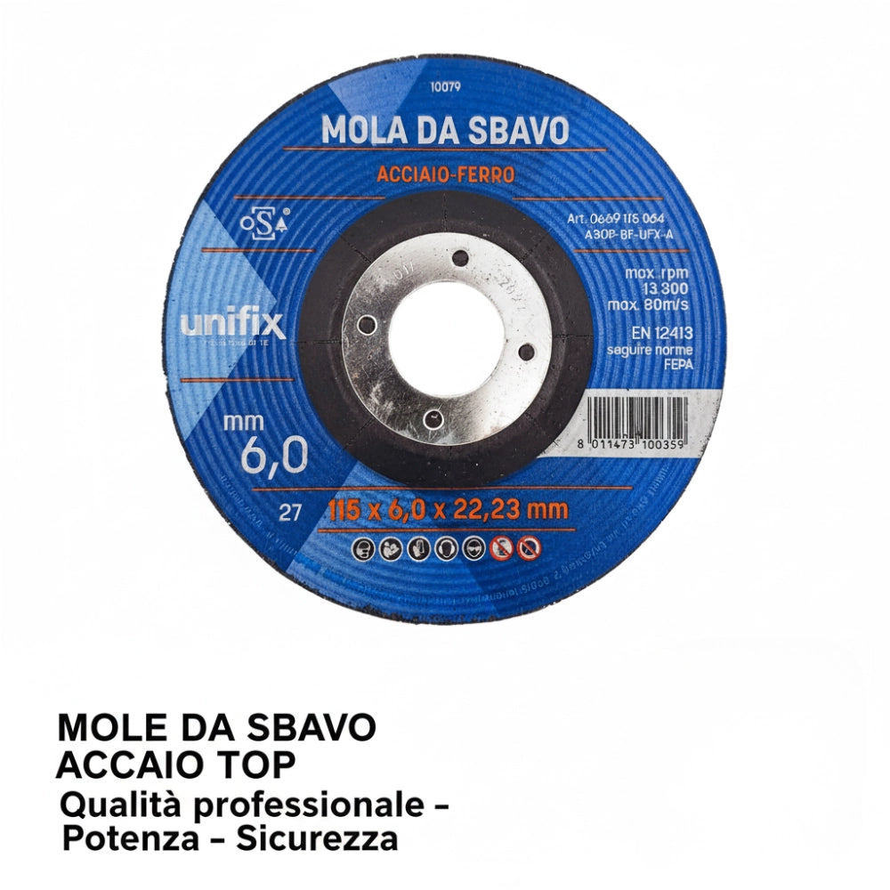 Mole da sbavo in acciaio per lavorazioni professionali Ø115 x 6,0 x 22 mm