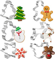 Forme per biscotti a forma di albero di Natale per bambini, 6-pack, forme per biscotti, forme per cuocere, albero di Natale, fiocco di neve, pagliaccio di peperoncino, testa di renna, fiocco di neve, forme per cuocere