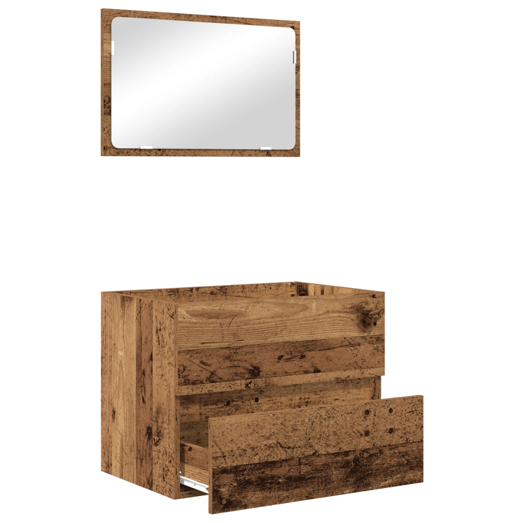 Set di Mobili per Bagno a 2 Pezzi Legno Vecchio Legno Ingegnerizzato