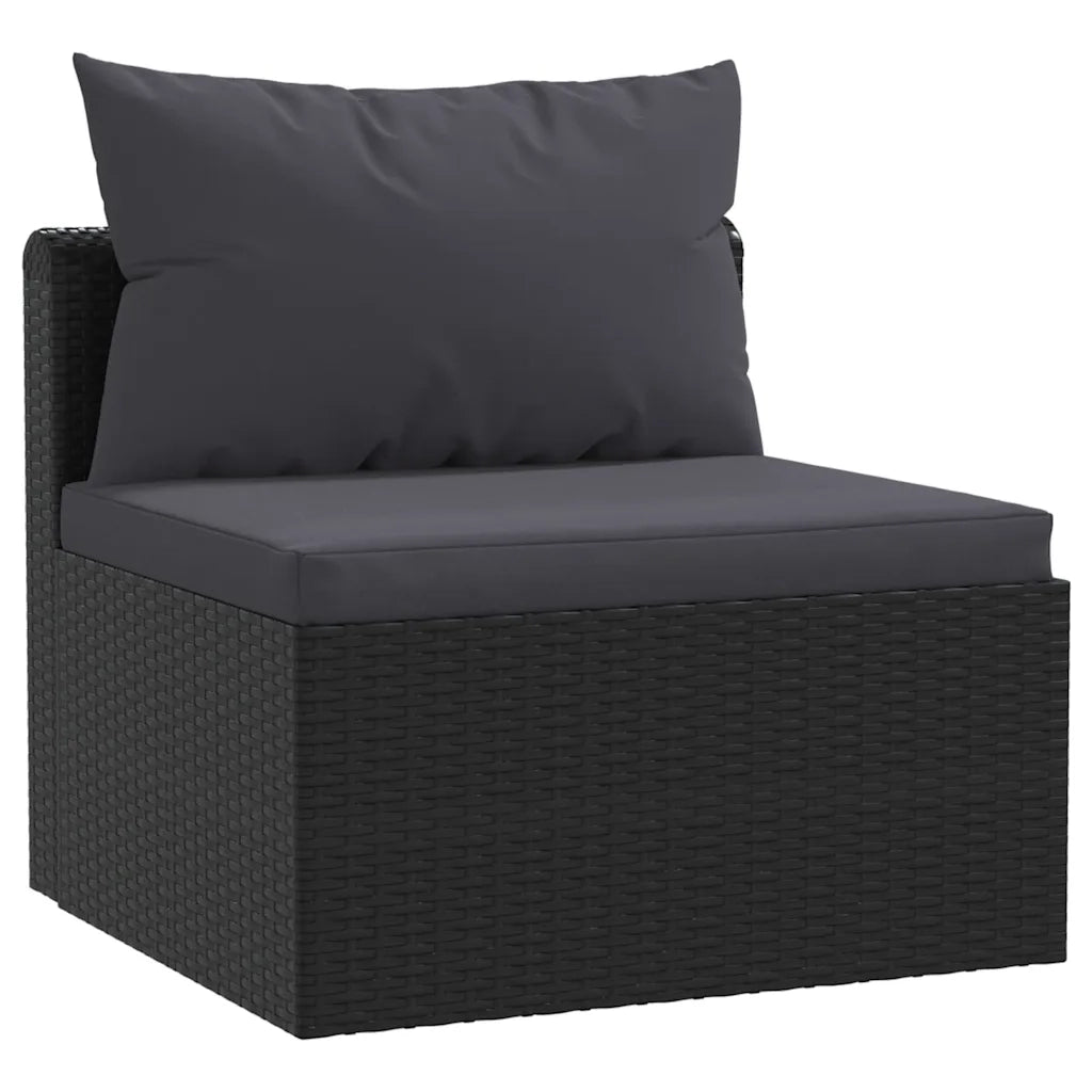 Set Divani da Giardino 4 pz con Cuscini in Polyrattan Nero 46558