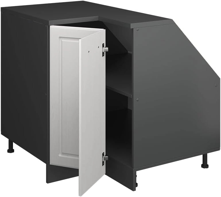 Mobile sottotetto Mobile angolare Rion, Bianco casa di campagna, 75.6 x 81.6 cm con 1 porta, carcassa dell’armadio profondità 60 cm, adatto per il salvaspazio sotto tetti spioventi
