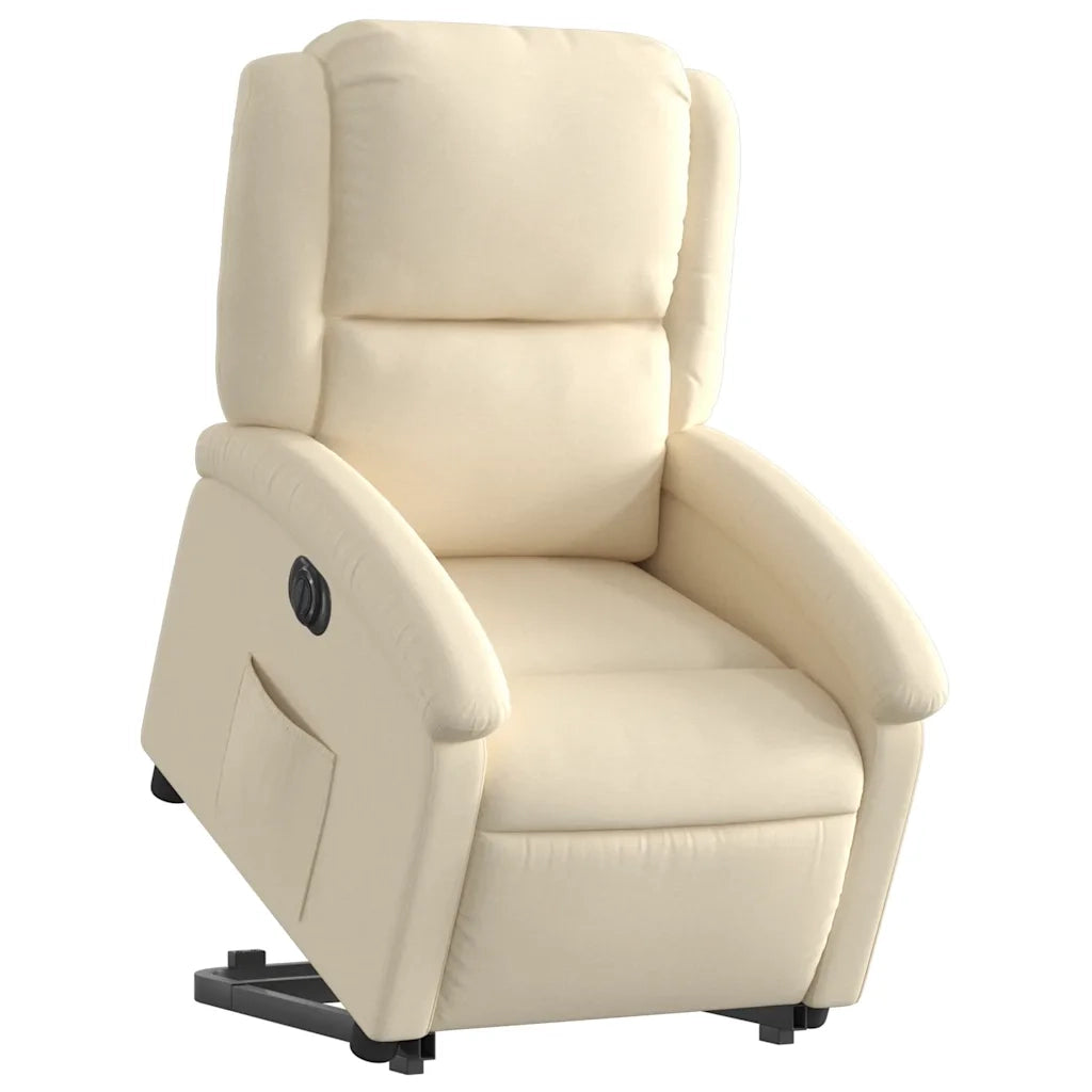 Poltrona Alzapersona Reclinabile Elettrica Crema in Tessuto 3204197