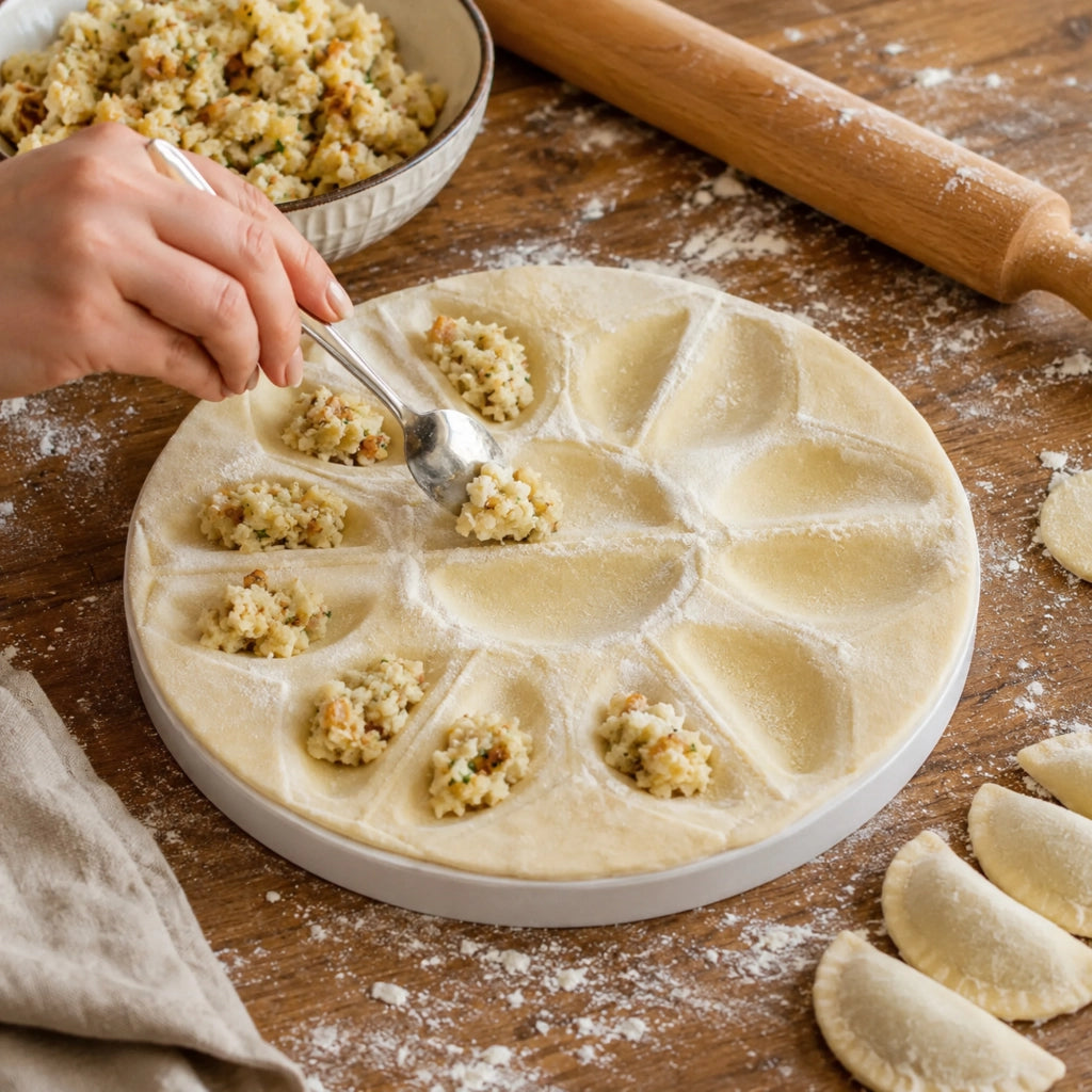 KADAX Pierożnica na pierogi średnica 25cm biała <5