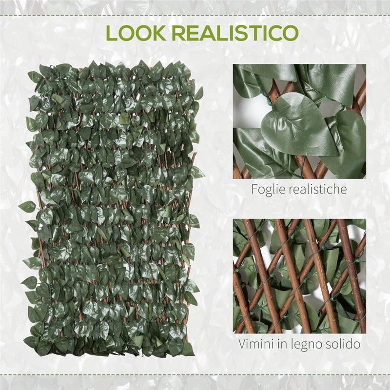 SIEPE FINTA 8 PEZZI PARETE VERDE ESTENSIBILE PER ESTERNI 200X100CM