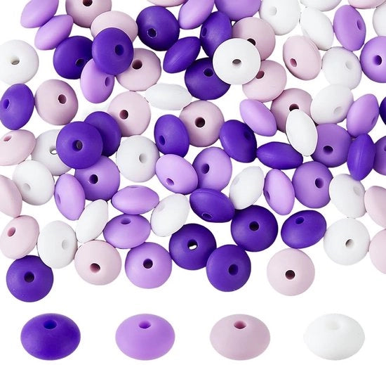 Catenelle in silicone 80 pezzi - Abacuskralen - Accessori per gioielli - Perle tonde - Blu/Viola - Materiali sicuri per l'alimentazione - Catenelle per gioielli
