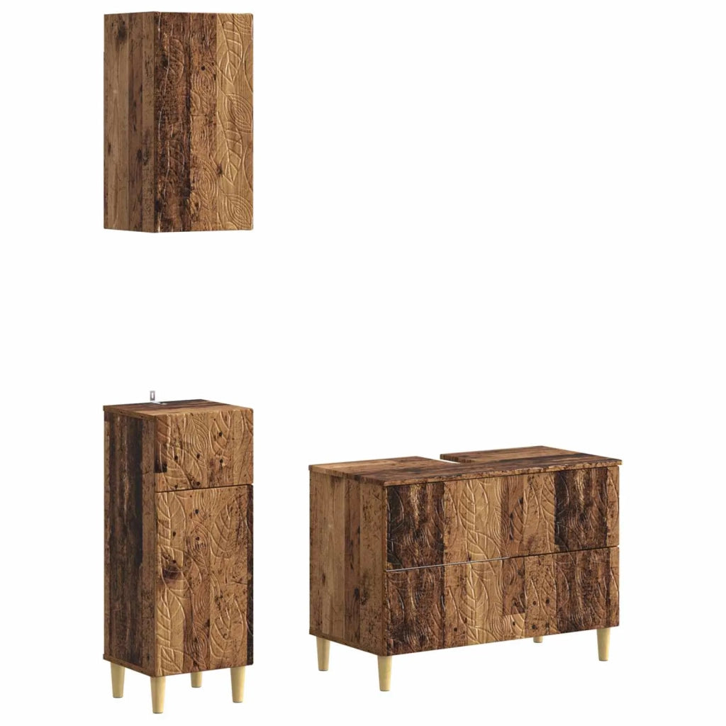 Set di armadietti da bagno in 3 pezzi DELFT Legno antico 3417790