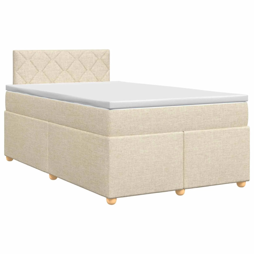 Letto box spring con materasso Crema 120 x 200 cm Tessuto 3450942