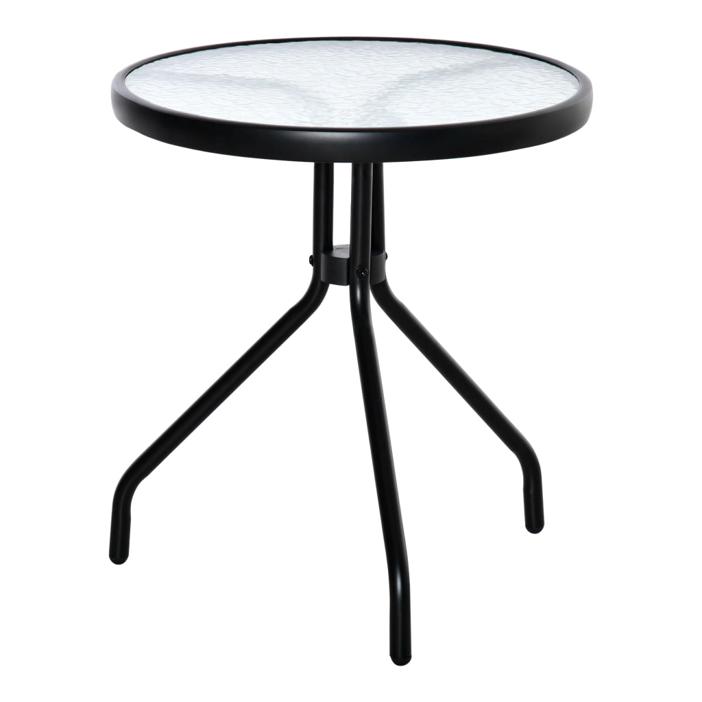 Tavolino da Caff¨¨ Rotondo in Vetro e Metallo ¨C Xylo ¨C Nero ¦µ50x55cm
