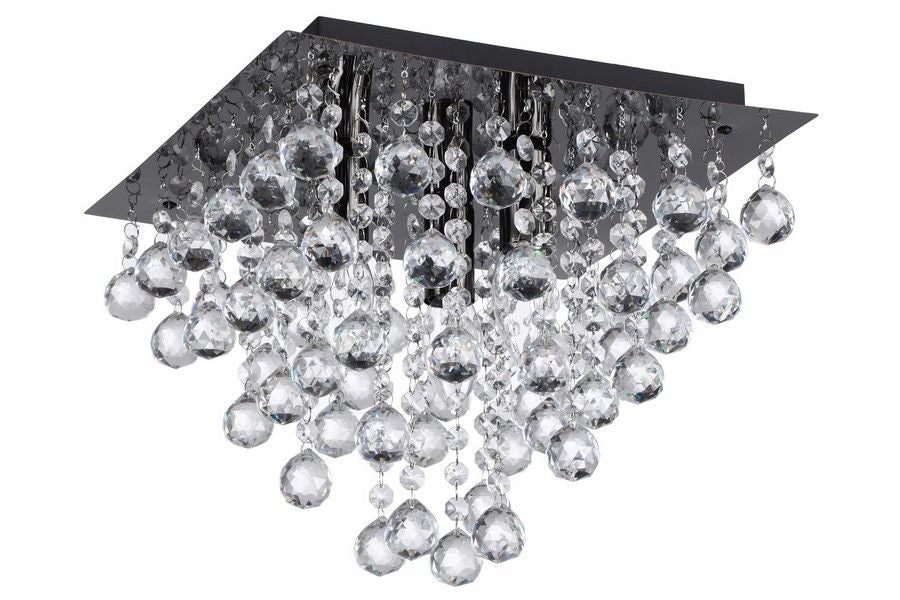 Plafoniera quadrata nera glamour cristalli 3xE14 32cm