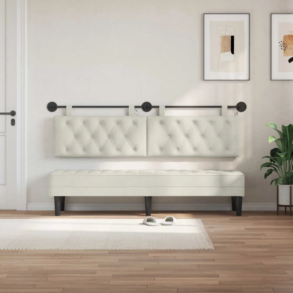 Testiera sospesa Con luce LED Crema Velluto