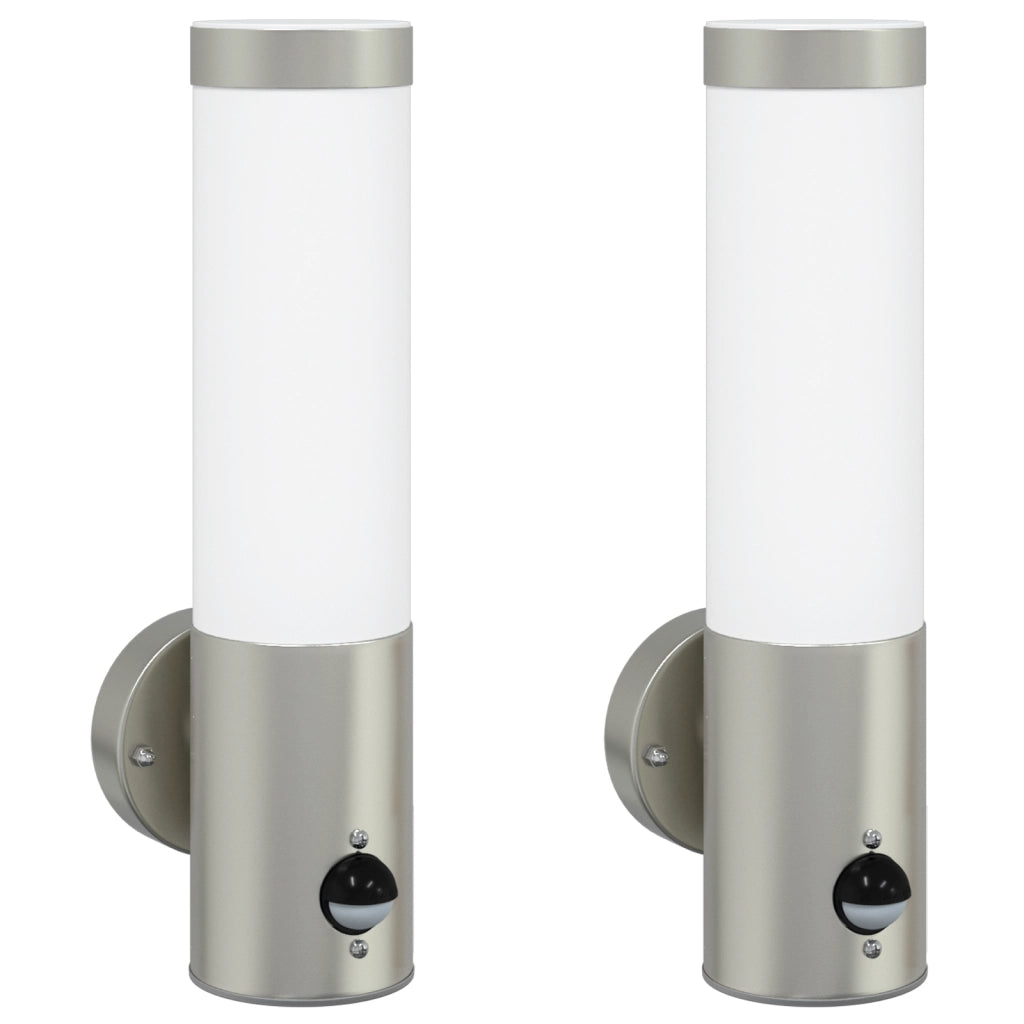 Luci da esterno  con sensore 2 pezzi Acciaio inox Argento IP44