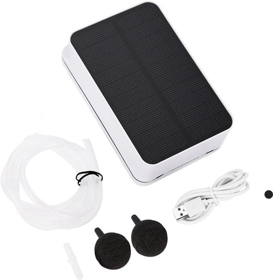 Pompa di Ossigeno per Piscine Esterne a Energia Solare, Pompaggio Automatico con Batteria 2200mAh e Ricarica USB, Pannello Solare Flessibile