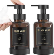 Dispensatore di sapone - Dispensatore di schiuma in vetro - 2 pezzi - Amber - 15 oz