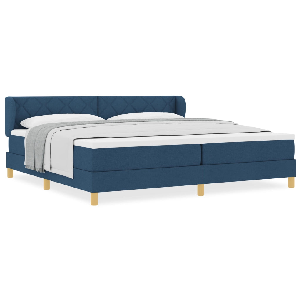 Letto Box Spring  con Materasso Blu 200x200 cm in Tessuto