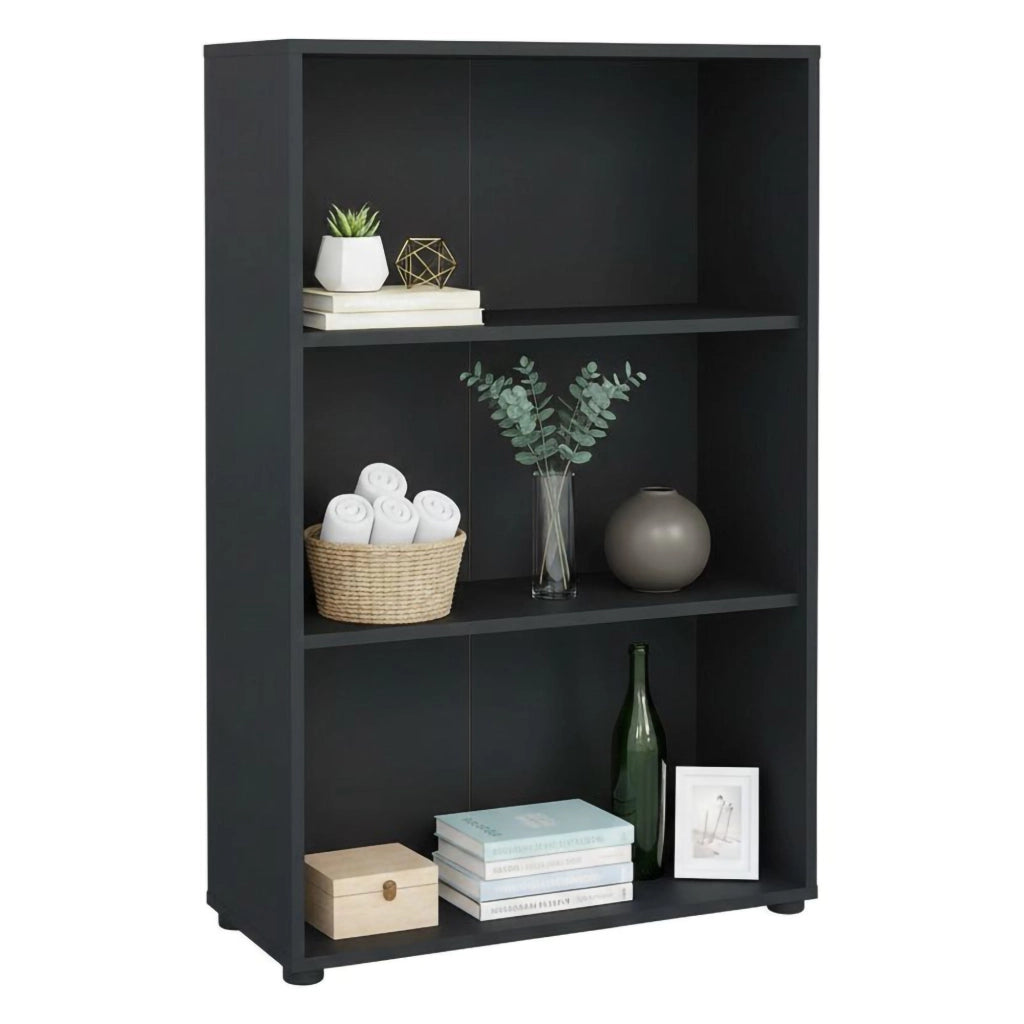 Libreria Sparto, Scaffale da ufficio, Mobile portalibri, Biblioteca, 80x34 h124 cm, Grigio