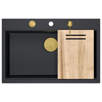 Lavello In Granito Marc 110 Workstation Black Acciaio
