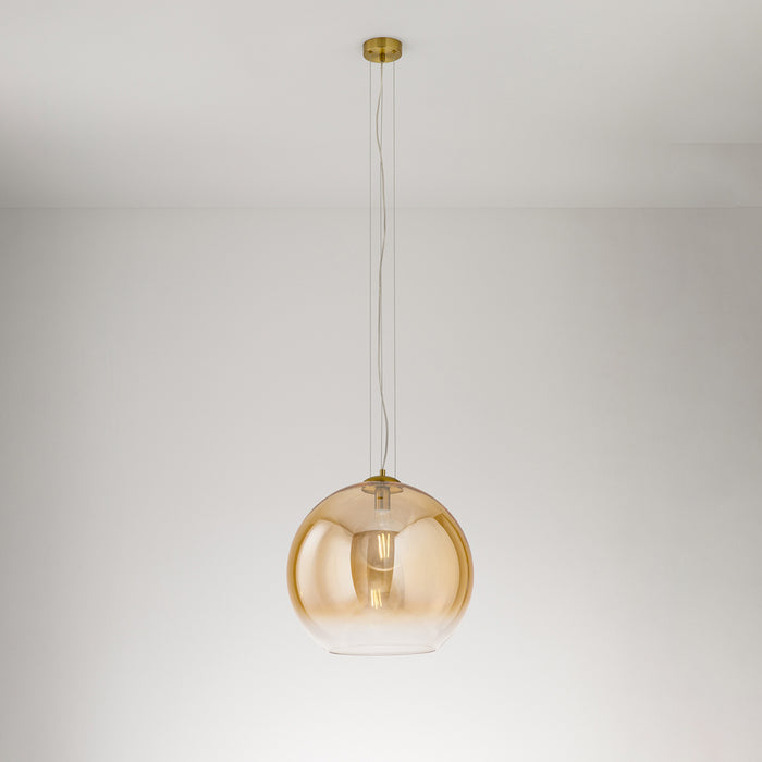Sospensione Contemporanea Planet Vetro Ambra 1 Luce E27 Ip20 D45