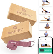 Set di blocchi yoga in kurk naturale da 2 pezzi - accessorio yoga ecosostenibile in kurk