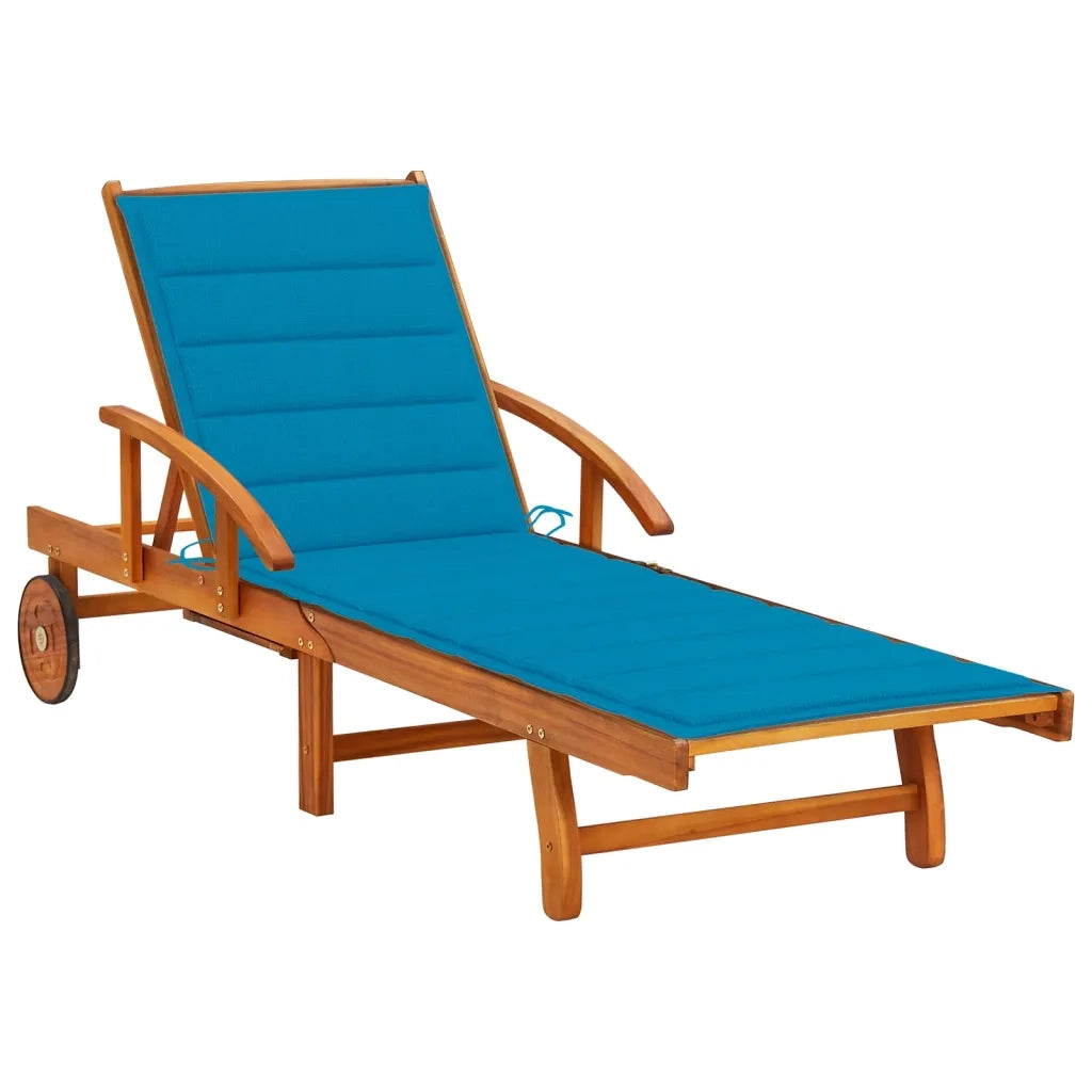 Lettino Prendisole da Giardino con Cuscino Massello di Acacia cod mxl 9620