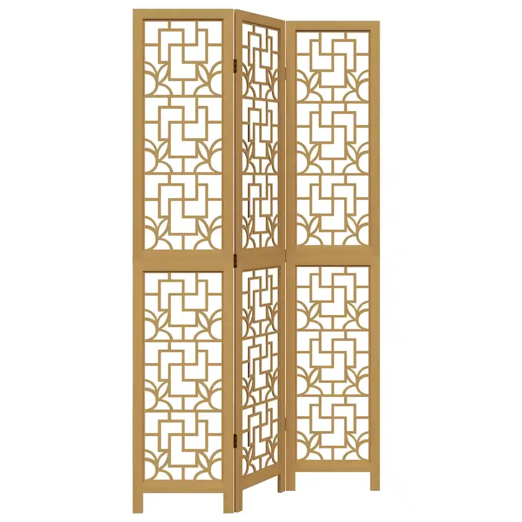 Divisorio Ambienti | Divider per stanze | Paravento 3 Pannelli Marrone Scuro Massello Paulownia