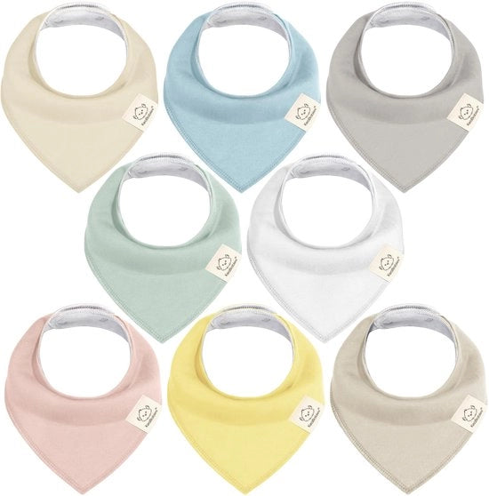 Set di 8 asciugamani per bambini con bandana unisex, asciugamani per bambini superassorbenti, asciugamani per bambini in cotone biologico, asciugamani per bambini per neonati, asciugamani per bambini contro le macchie.