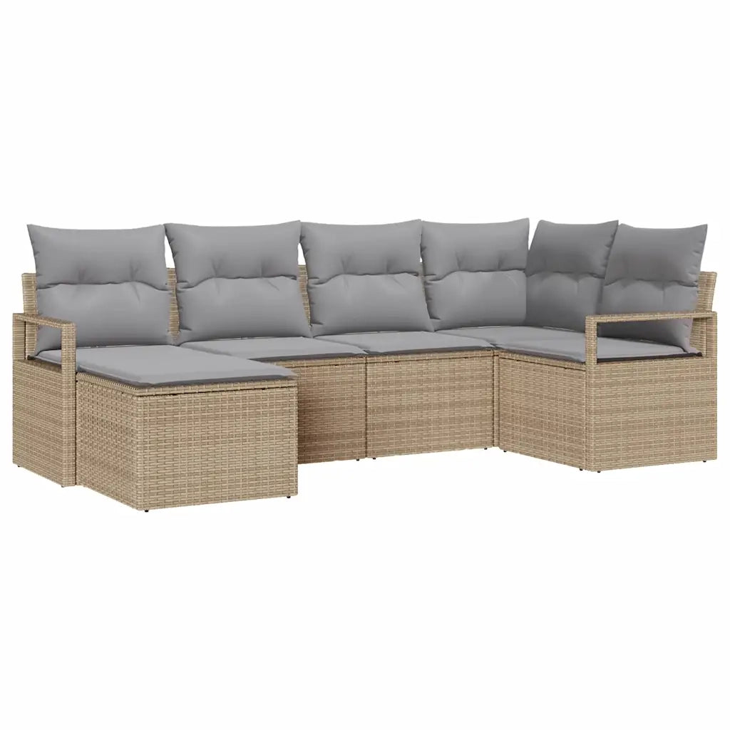 Set di divani con cuscino 6 pcs Beige polyrattan