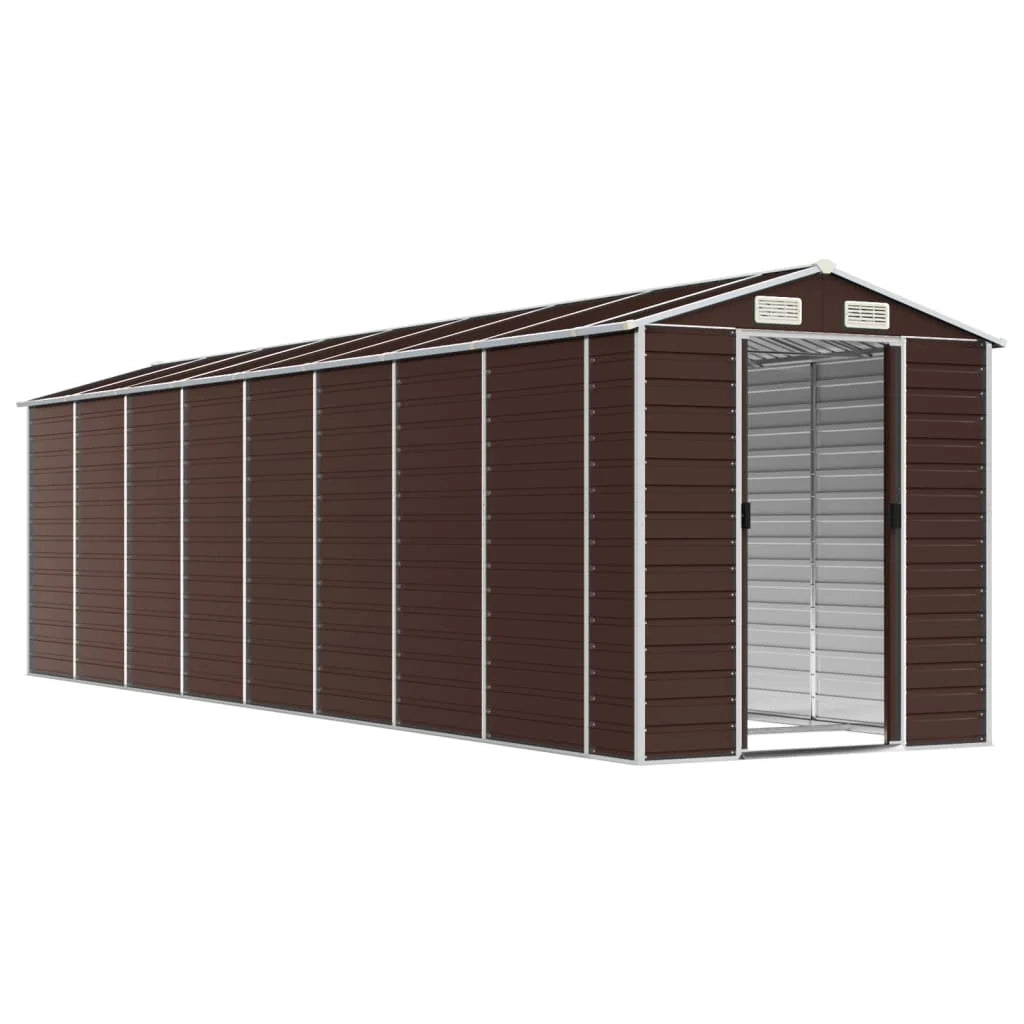 Casetta da giardino cabina ripostiglio casetta da esterno robusta casetta per attrezzi 191 x 725 x 198 cm acciaio zincato marrone 02_0022275