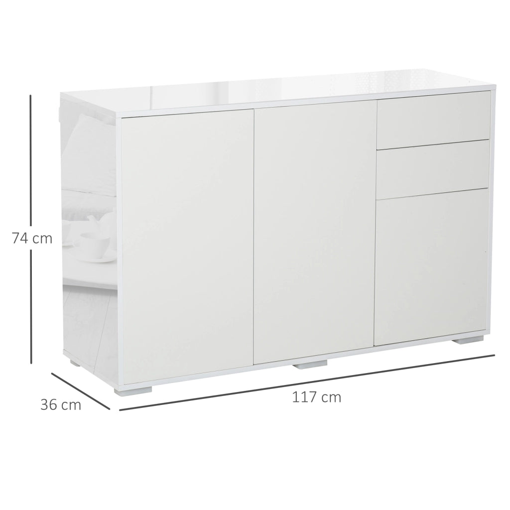 Credenza con ante e cassetti ¨C zephmum ¨C Bianco 117x36x74 cm