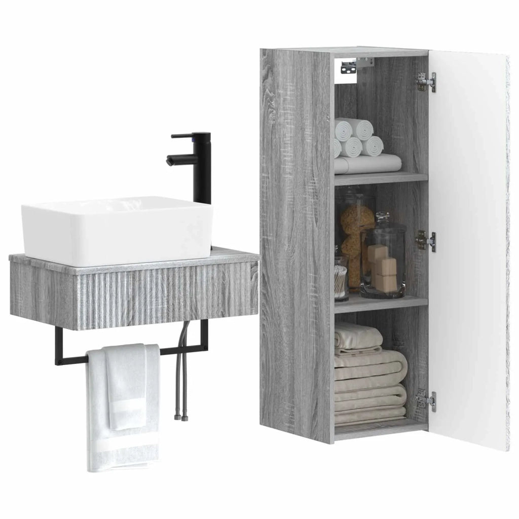Set di mobili per il bagno 2 pz Sonoma grigio 3406109