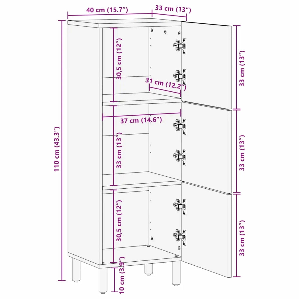 Credenza con porta Finitura Marrone Acacia 40 x 33 x 110 cm 4017929