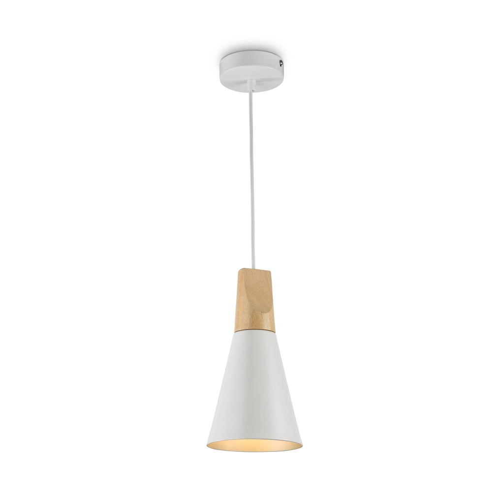 Lampada a sospensione bianca legno Bicones Maytoni P359