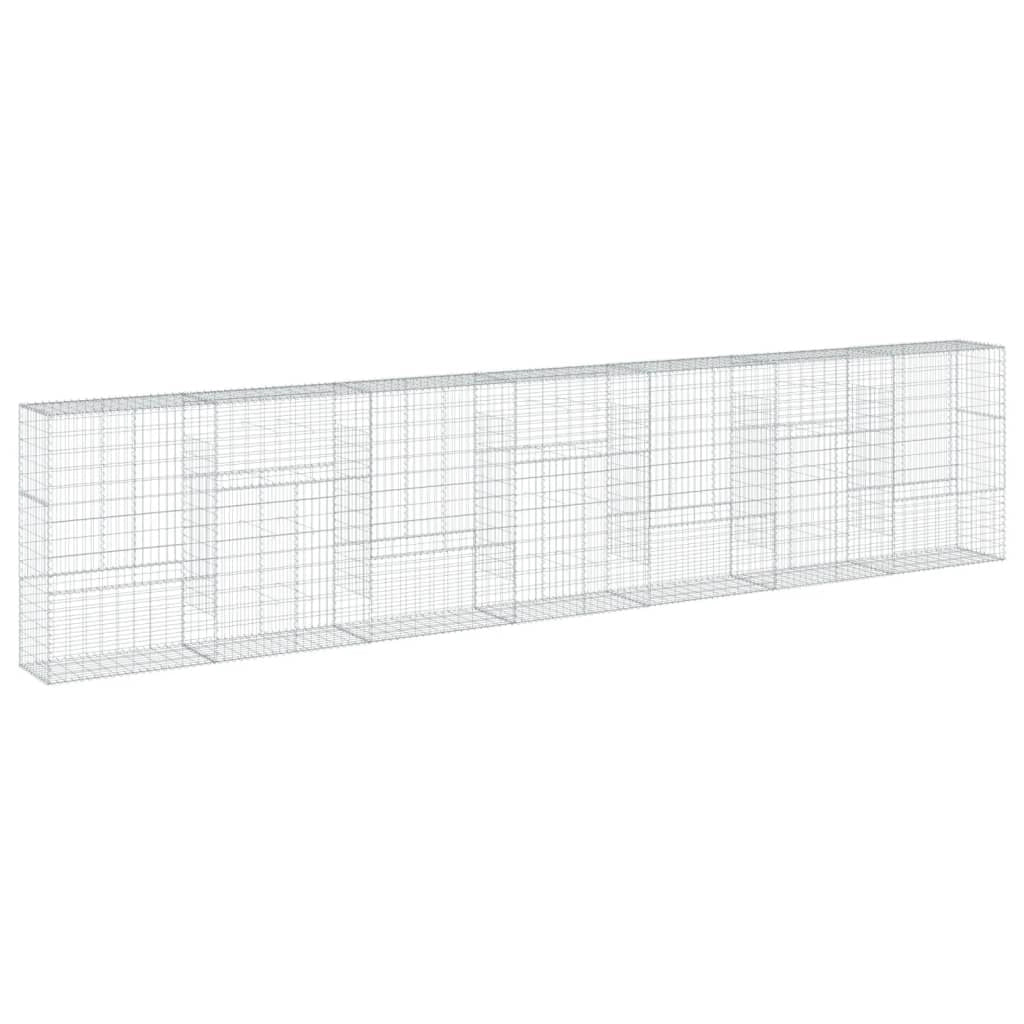 Gabbione recinto a gabbia muro di contenimento con coperchio 700 x 50 x 150 cm ferro zincato argento 02_0040194