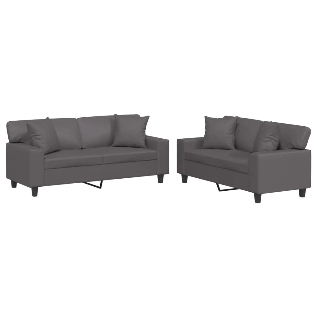 Set di Divani 2 pz con Cuscini Grigio in Similpellecod mxl 104174