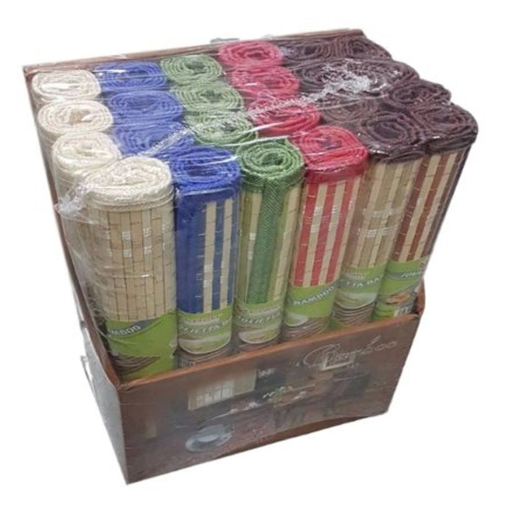 Trade Shop - Set 24 Pezzi Tovaglie Tovagliette Colazione In Legno Bambù Americane Colorate -