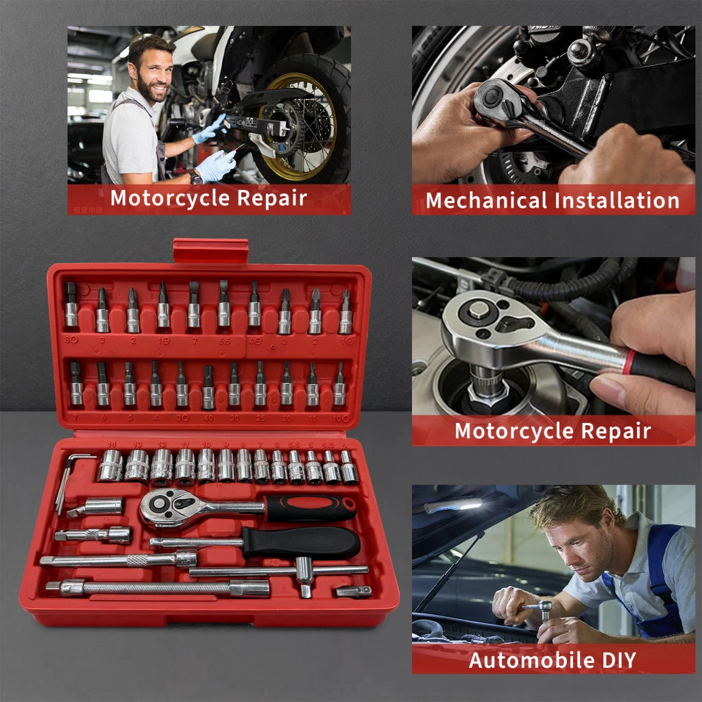 ZMH Kit di attrezzi per riparazioni domestiche 46 pezzi cassetta attrezzi manuale base per casa e auto