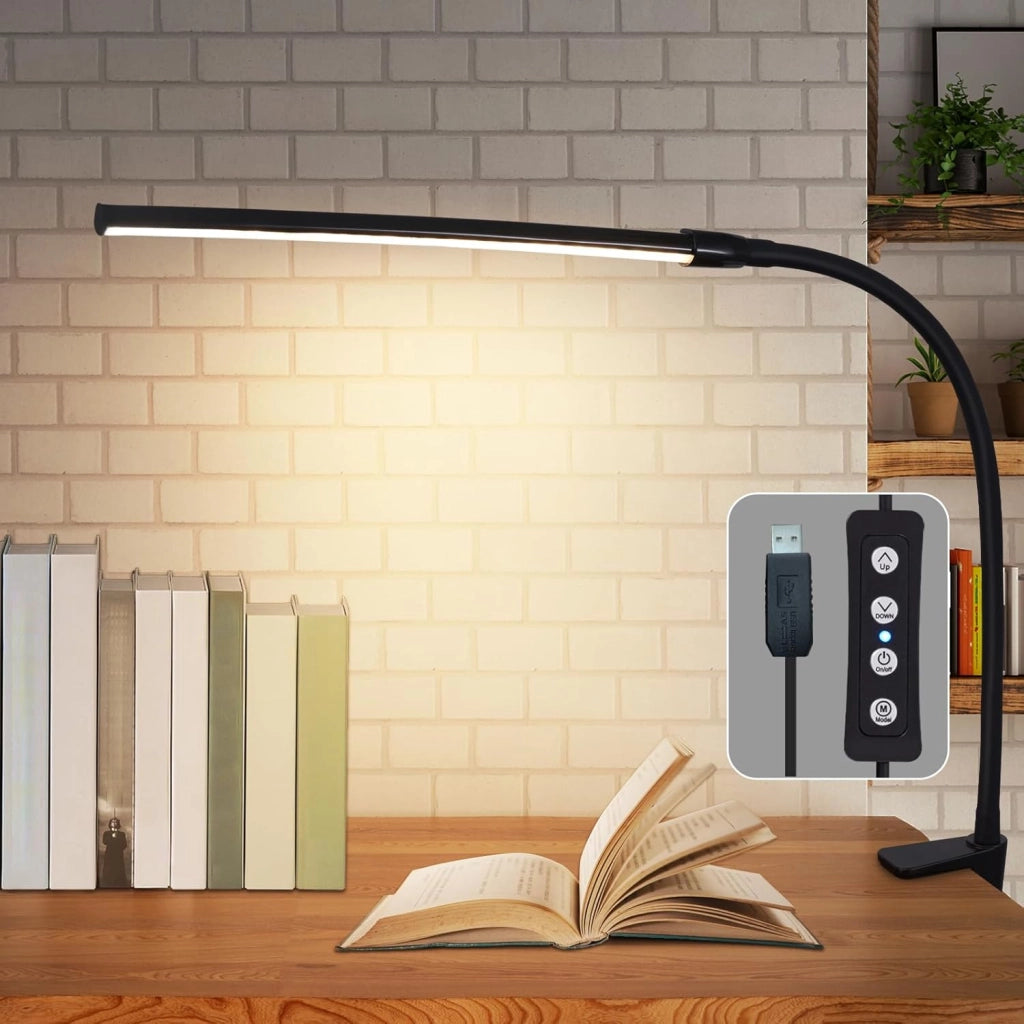ZMH Lampada da tavolo LED nera 5W USB luce diurna orientabile per ufficio