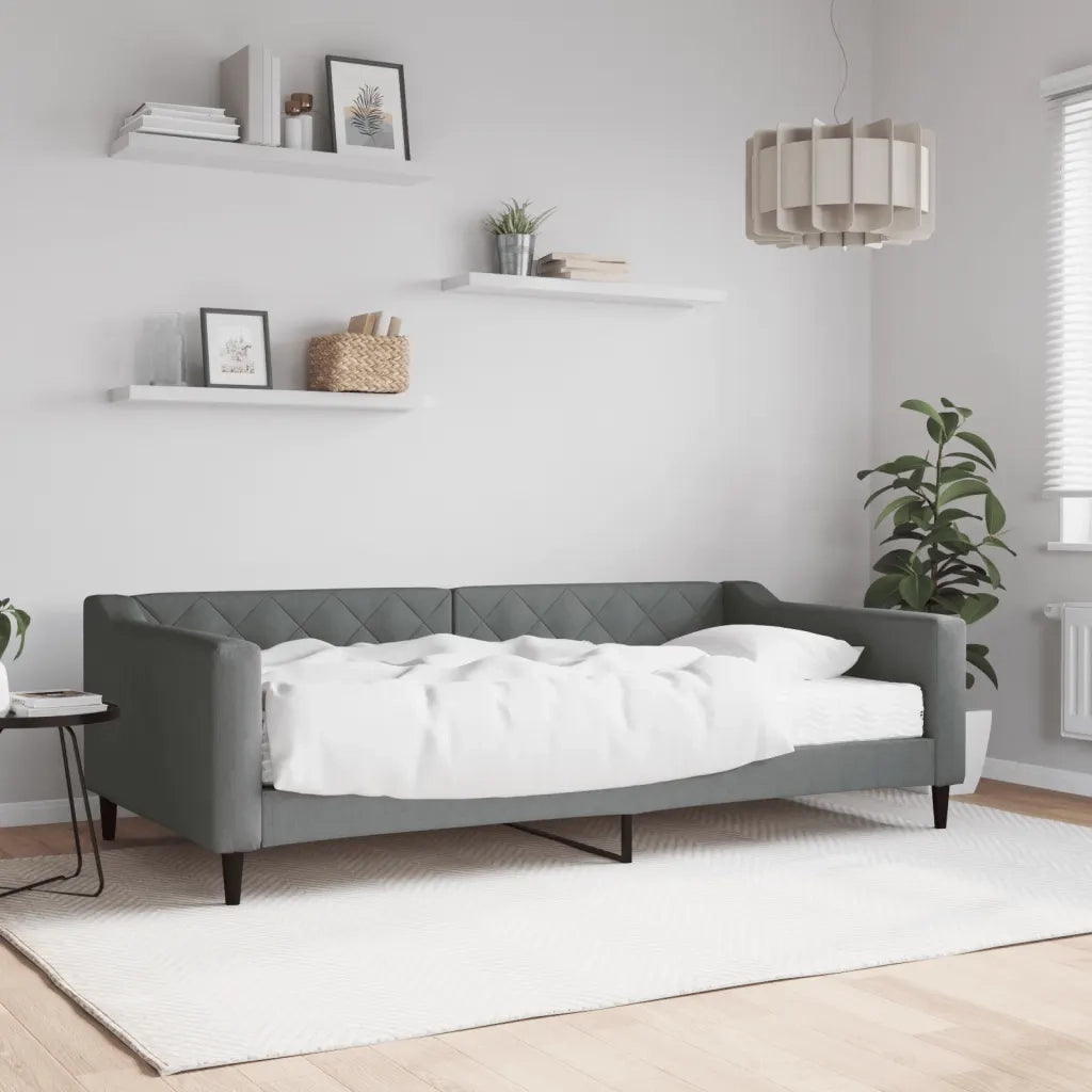 Divano letto | Sof¨¤ letto | Letto singolo con Materasso Grigio Scuro 100x200 cm in Tessuto