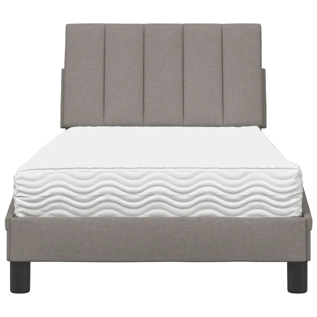 Letto con Materasso Hanko Tortora 90x190 cm in Tessuto
