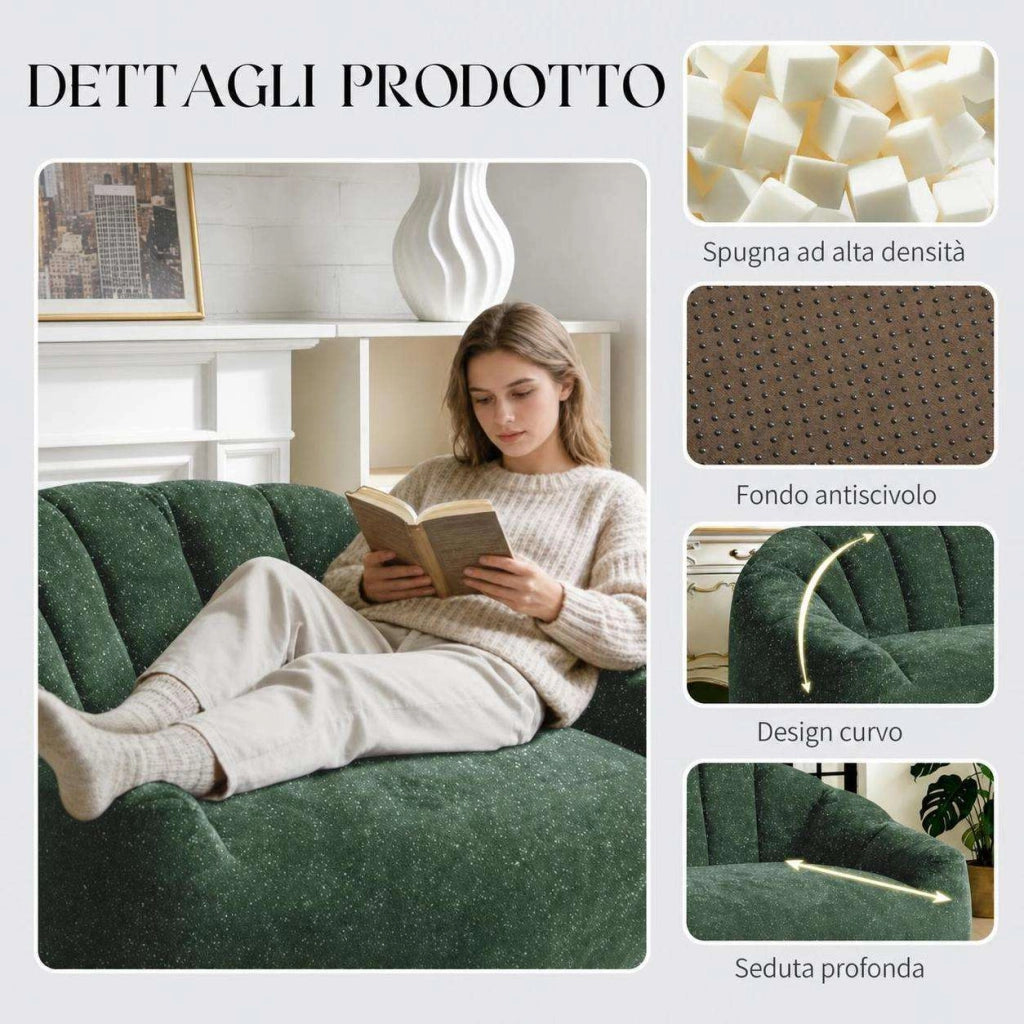 Poltrone relax, pouf, poltrone extra-large,Frevano ideali per il soggiorno e la camera da letto, colore verde