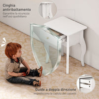 Tavolino da Salotto in Stile Francese 45x35x55 cm in MDF Bianco