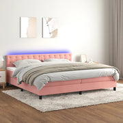 Letto a Molle con Materasso e LED Rosa 200x200 cm in Vellutocod mxl 74943