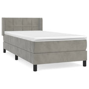 Letto singolo | Letto per adulti | Giroletto a Molle con Materasso Grigio Chiaro 80x200 cm Velluto