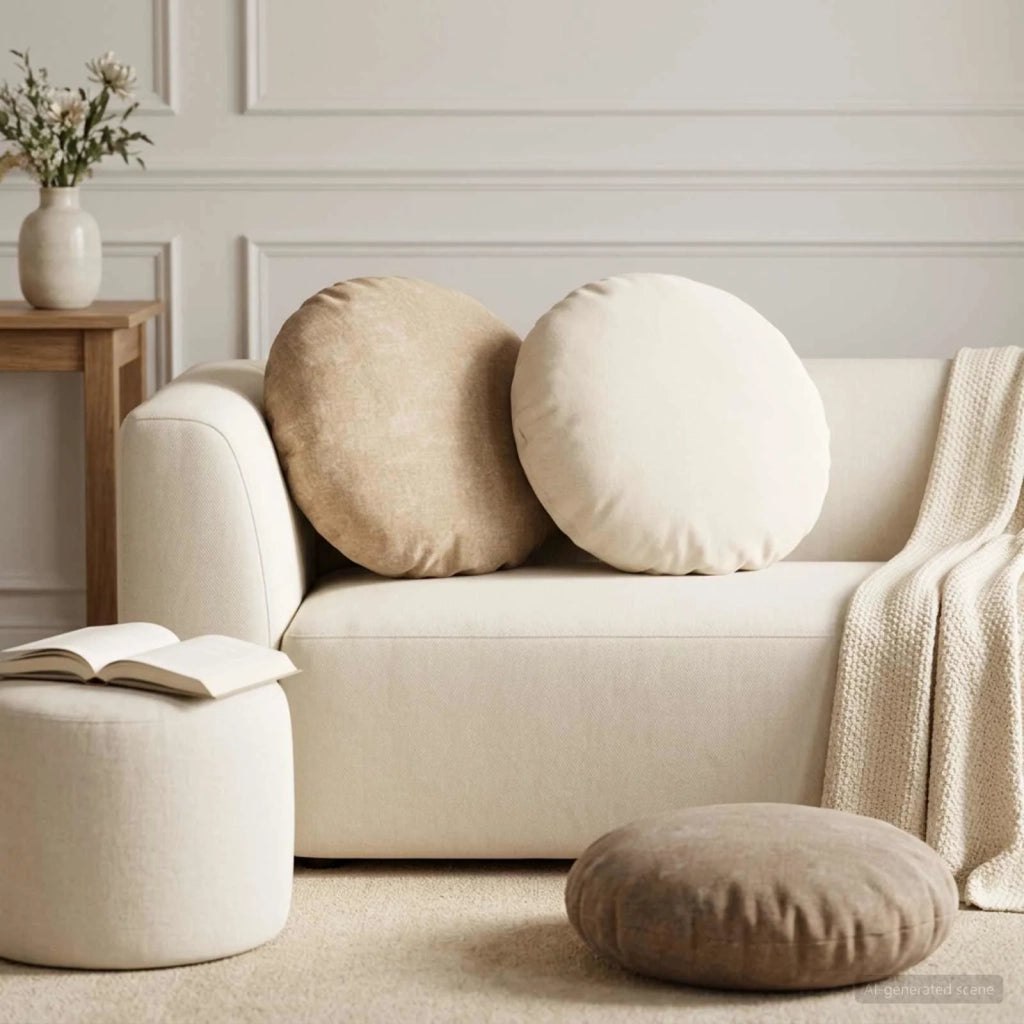 Federa 2 pz HEERLEN Marrone Ø 60 cm Tessuto Chenille 922965