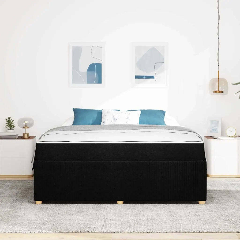 Struttura del letto con materasso Nero 180 x 200 cm Tessuto