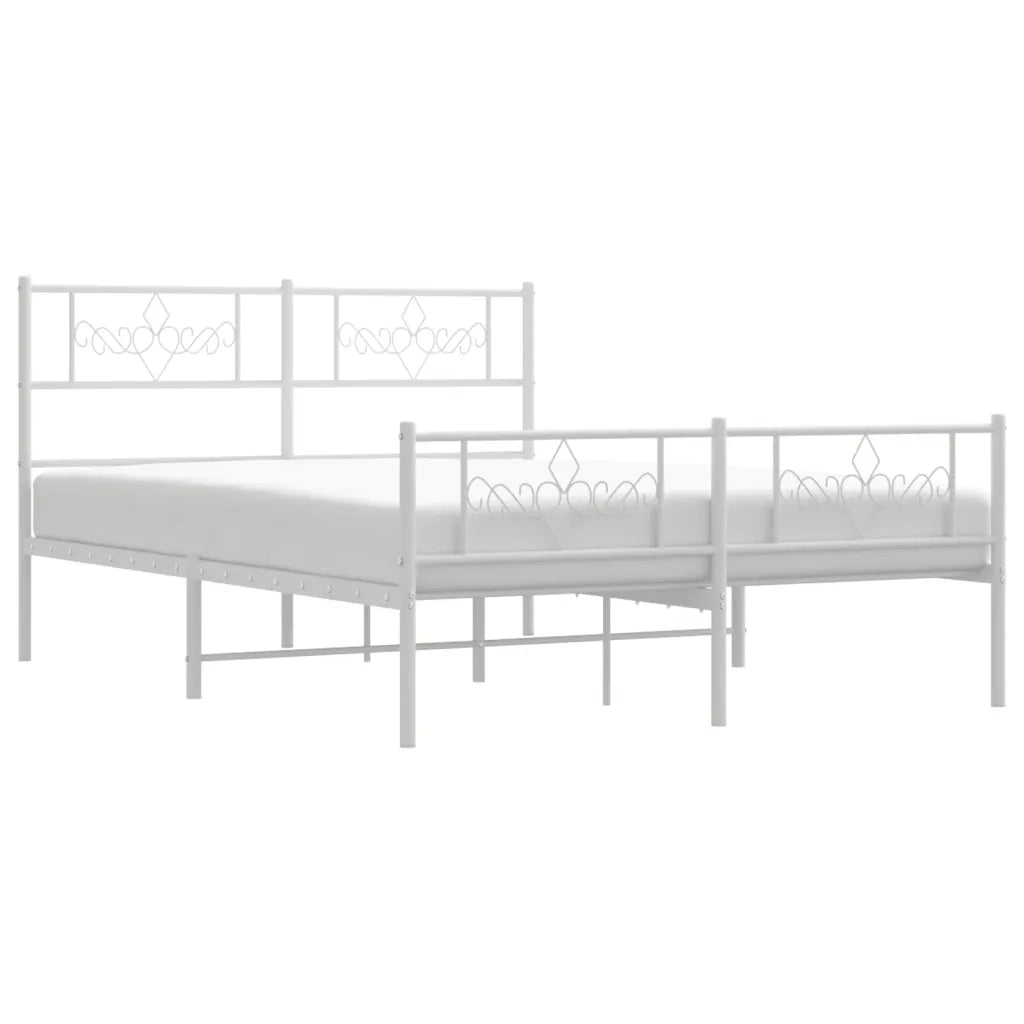 Giroletto con Testiera e Pediera Metallo Bianco 120x200 cm 355332