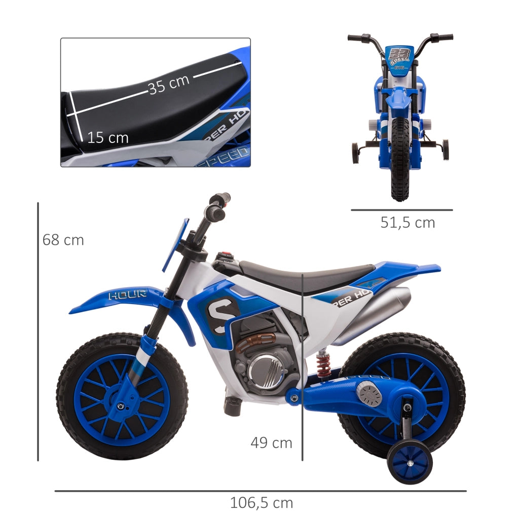 Moto Elettrica per Bambini 3-5 Anni 12V ¨C zephmum ¨C 106.5x51.5x68 cm Blu