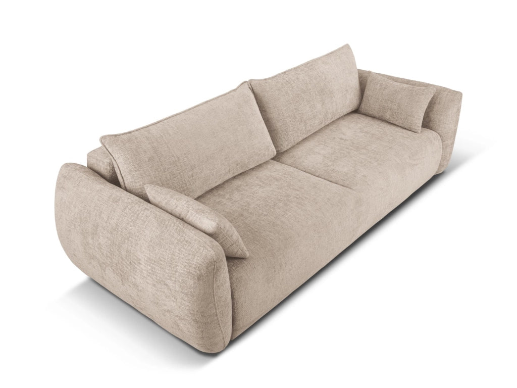 Cosmopolitan Design - Divano convertibile con contenitore "Matera" 3 posti in ciniglia beige 