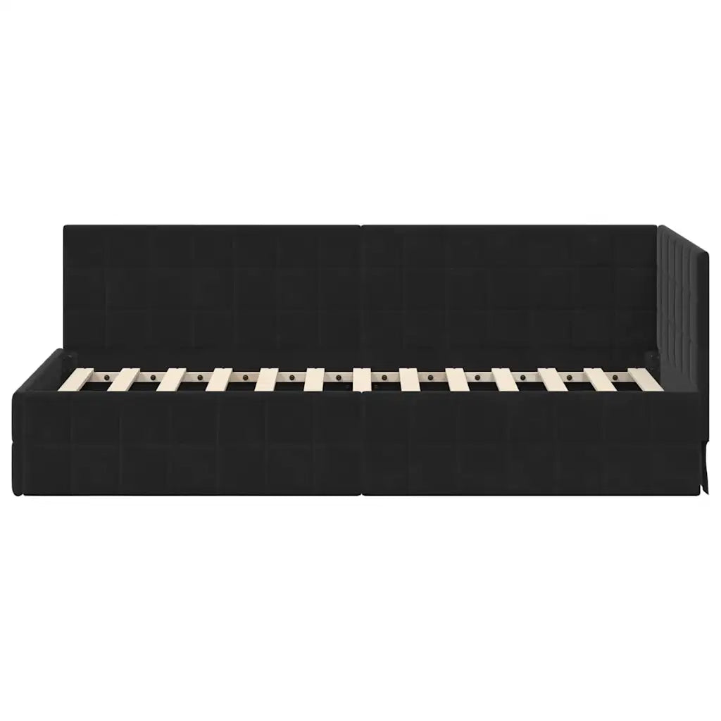 Letto singolo | Letto per adulti | Cornice del letto ad angolo Nero 80 cm x 200 cm Velluto