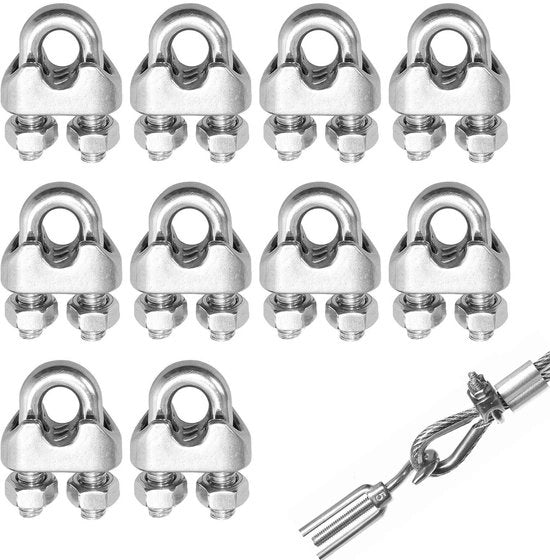 Ferrule per cavo in acciaio inossidabile 304 - 10 pz - Design antiscivolo - Montaggio semplice - Duraturo e affidabile - Adatto a diverse applicazioni - Ferrule per cavo